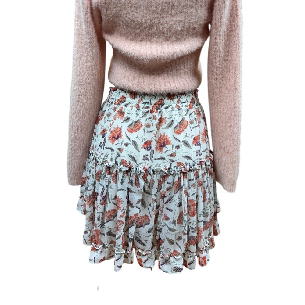 Misa Los Angeles White and Pink Floral Mini Skirt - Picture 4 of 12